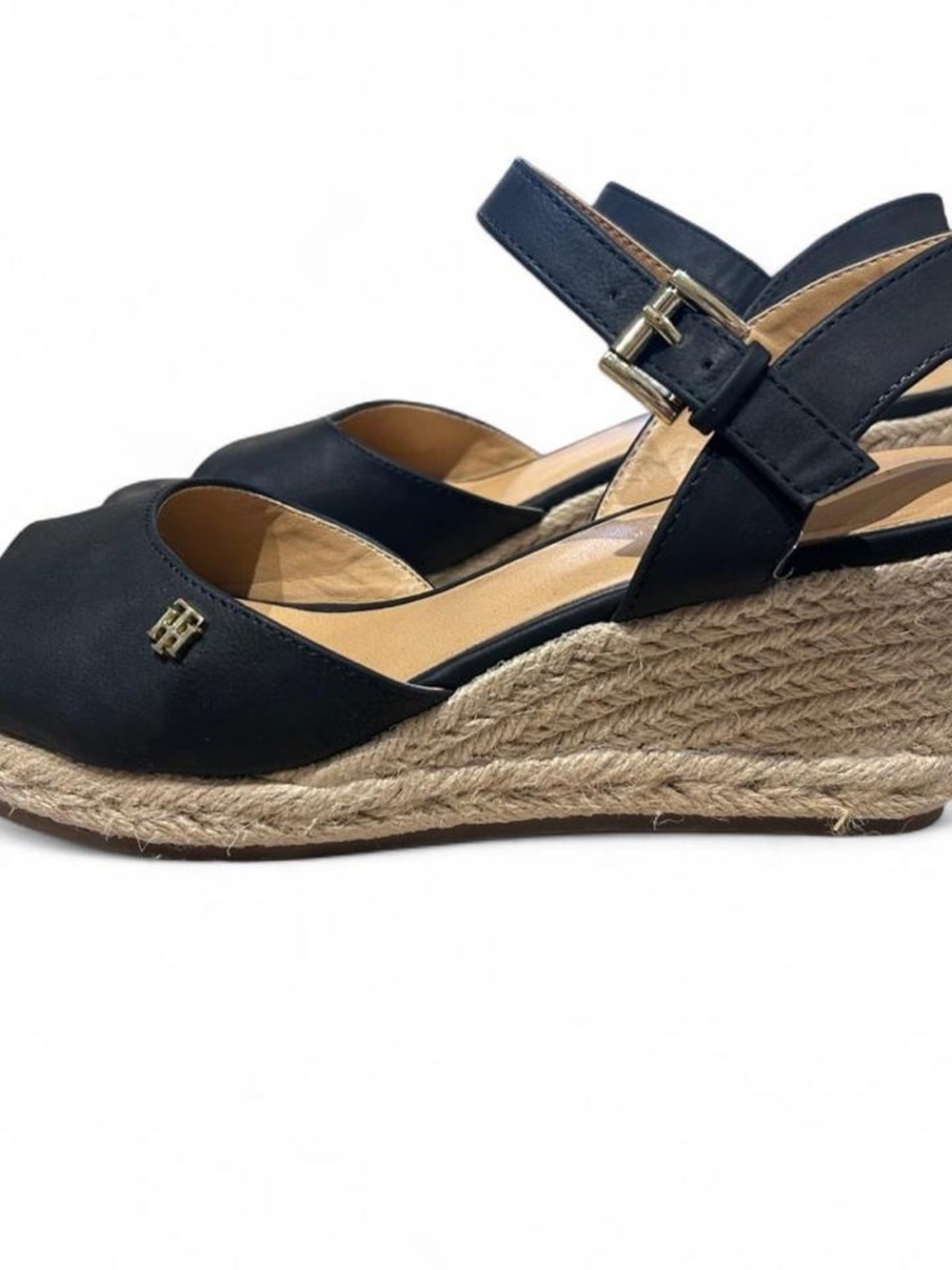 Tommy Hilfiger Black Espadrille Wedge Sandals